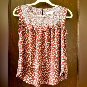 Sleeveless Mauve/Periwinkle Print Blouse | Loft | Petite Small, PS